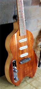 Lefty Cicada with Koa Top and Pistachio Fingerboard by Rock Beach Guitars USA