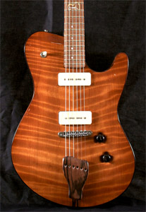 Curly Redwood solid body guitar by Born Guitars