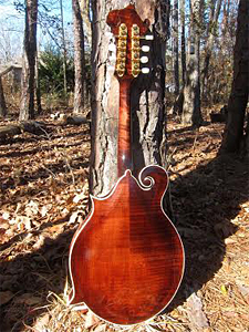 Mandolin with Redwood top and Red Maple B&S by Crystal Forest Mandolins  crystalforestmandolins.com USA