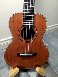 Tenor Ukulele with Redwood top and Pistachio B&S by Jim Schaffer  USA  jschaffer4311@gmail.com